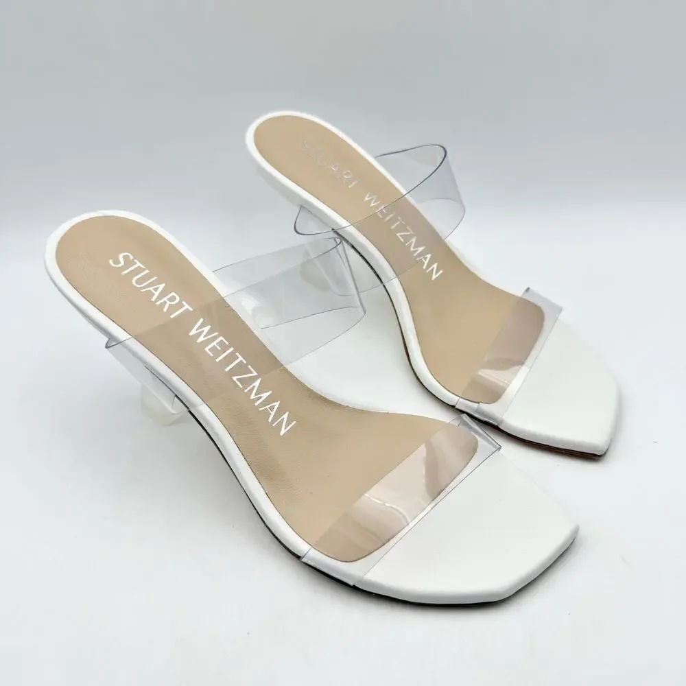 Stuart Weitzman Womens Kristal Clear Sandals US 5 EU 35.5 White Clear EUC